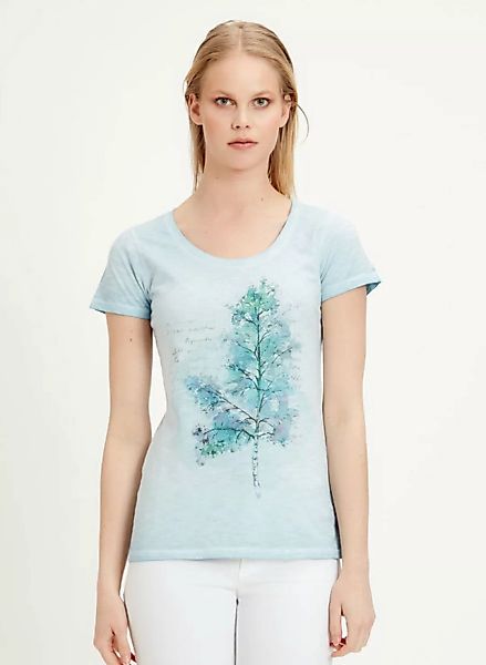 Garment Dyed T-shirt Aus Bio Baumwolle Mit Baum-print günstig online kaufen