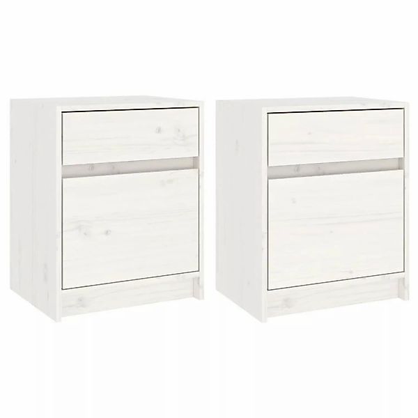 Nachttische 2 Stk. Weiß 40x31x50 Cm Massivholz Kiefer günstig online kaufen