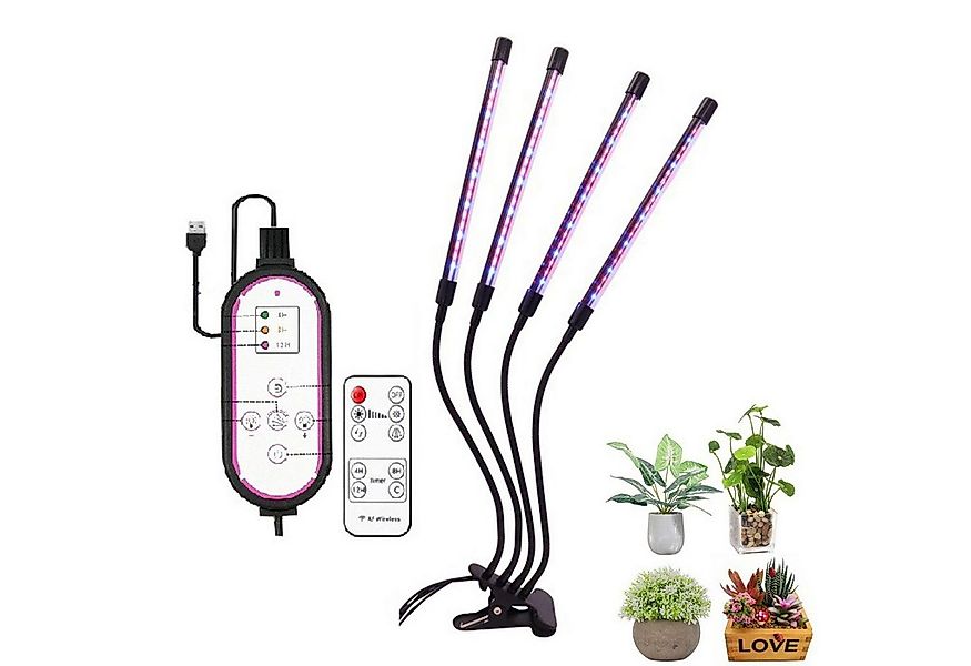 KINSI Pflanzenlampe Wachstumslampe LED mit 4 flexiblen Armen&Timer,Pflanzen günstig online kaufen