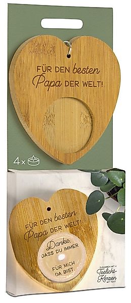 formano Teelichthalter Magic Kerze bester Papa der Welt Bambus-Holz-Herz 4 günstig online kaufen