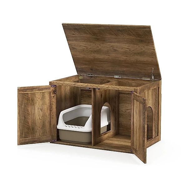Costway Katzenschrank Katzentoilette mit Doppeltür 80 x 54 x 53,5 cm günstig online kaufen