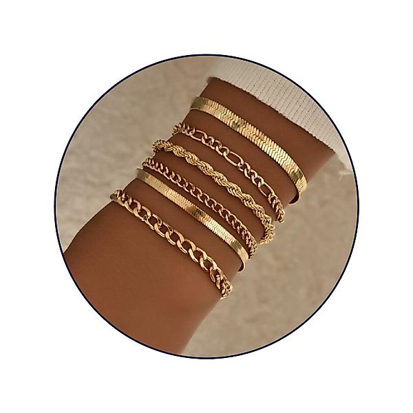 GOLDKLEIN Schmuckset 6 Stück vergoldeter Edelstahl günstig online kaufen