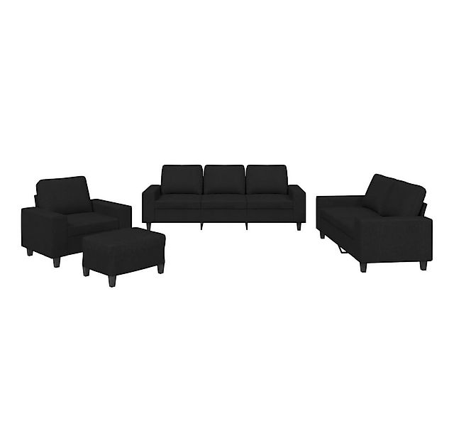 vidaXL Sofa 4-tlg. Sofagarnitur Schwarz Stoff günstig online kaufen