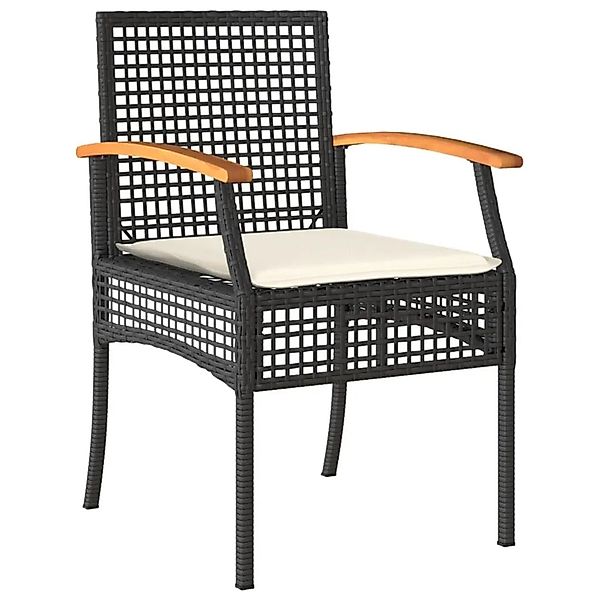 vidaXL Gartenstühle mit Kissen 4 Stk Schwarz Poly Rattan Akazienholz 366251 günstig online kaufen