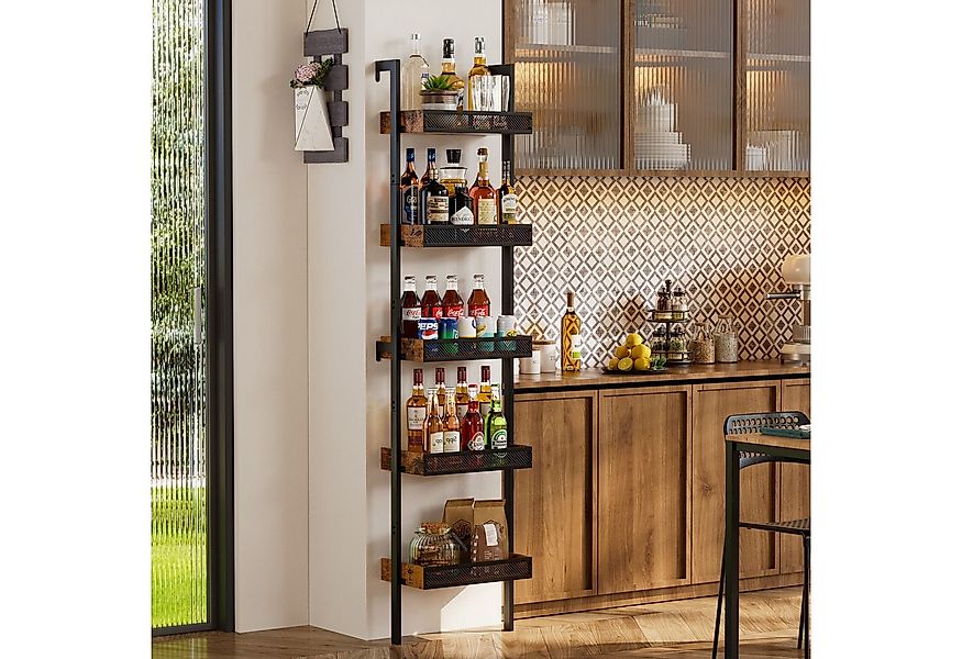 TWSOUL Weinregal 5-Tier freistehende Liquor Flasche Display Regal mit Zäune günstig online kaufen