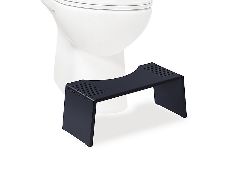 relaxdays Badhocker Klappbarer Toilettenhocker aus Bambus, schwarz günstig online kaufen