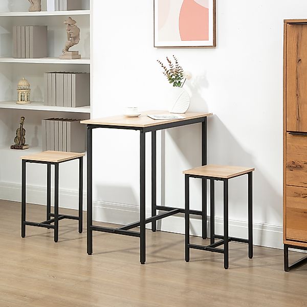 HOMCOM 3-teilige Essgruppe Esstisch Set für Balkon & Garten, Stahlrahmen & günstig online kaufen