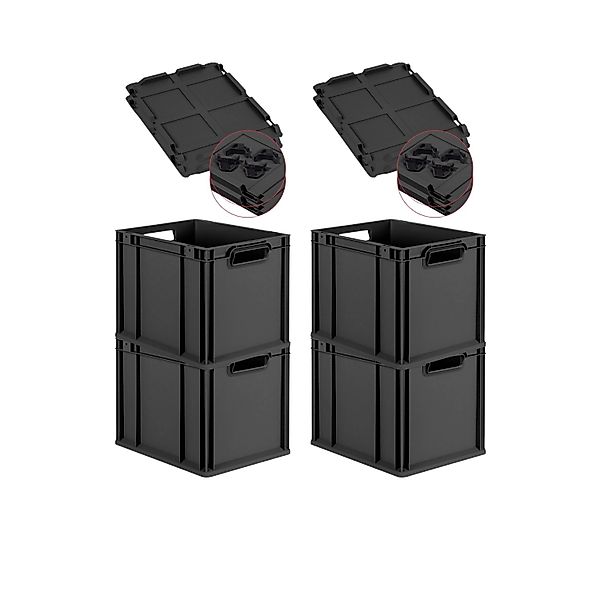 PROREGAL SuperSparSet 4x Eurobox Nextgen Grip Mit Scharnierdeckel Und Schwa günstig online kaufen