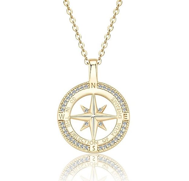 ROUGEMONT Kette mit Anhänger Luxuriöse Kompass Halskette Moissanit 925 Silb günstig online kaufen