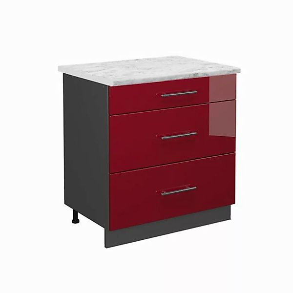 Vicco Unterschrank Fame-Line, Bordeaux Hochglanz/Anthrazit, 80 cm mit 3 Sch günstig online kaufen