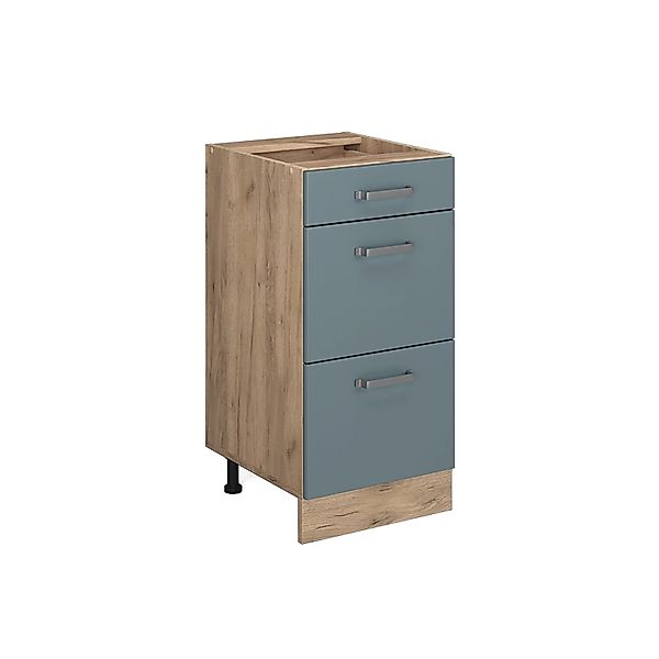 Vicco Küchenunterschrank R-Line Blau-Grau/Goldkraft Eiche 40 cm mit Schubla günstig online kaufen