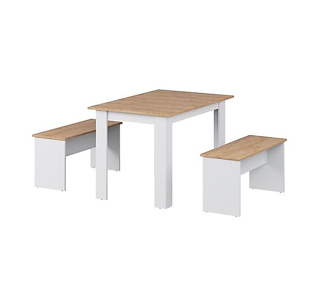 Vicco Essgruppe Sentio, Weiß/Goldkraft Eiche, 112 x 73.6 cm mit 2 Bänken, ( günstig online kaufen