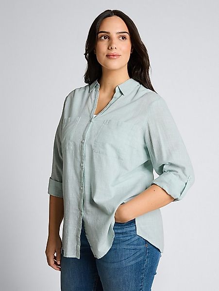 TOM TAILOR PLUS Langarmbluse Blusen & Shirts Plus Size - Bluse mit Brusttas günstig online kaufen