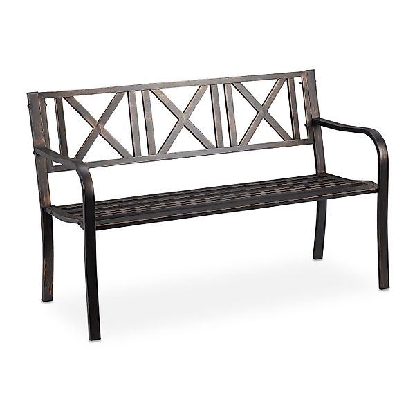 relaxdays Gartenbank Metall, Schwarz-Bronze günstig online kaufen