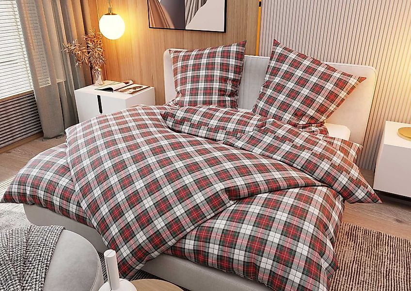 BETTWAESCHE-MIT-STIL Bettwäsche Flanell Bettwäsche Schotten Tartan günstig online kaufen