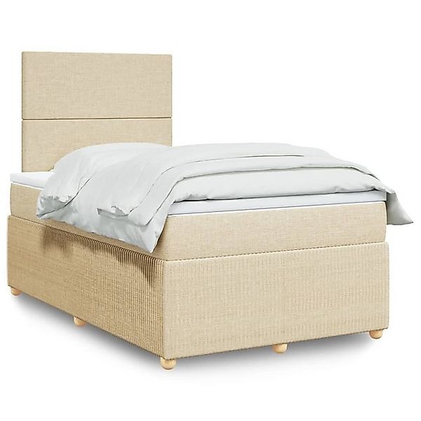 vidaXL Boxspringbett, Boxspringbett mit Matratze Creme 120x190 cm Stoff günstig online kaufen