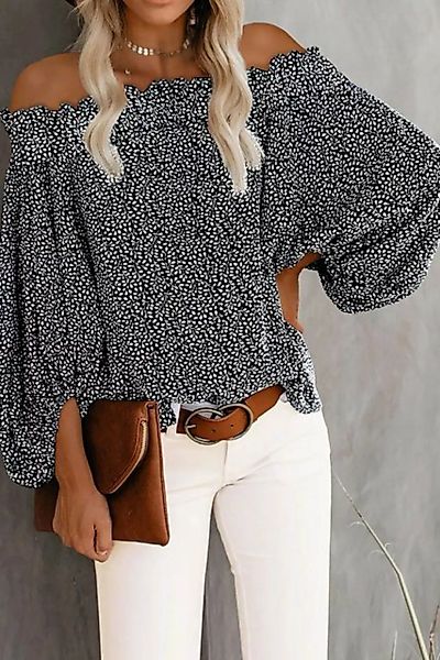 RUZU UG Blusentop Hemdbluse Sexy Langarmshirt mit U-Boot-Ausschnitt für Dam günstig online kaufen