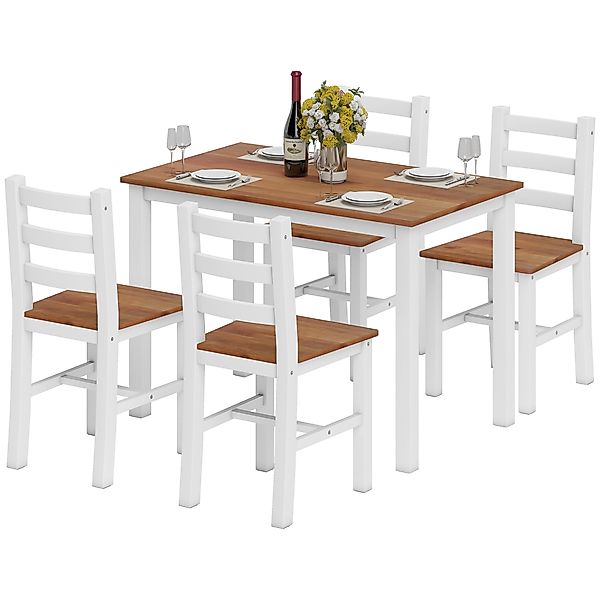 HOMCOM Essgruppe Esstisch mit 4 Stühlen Platzsparend Esszimmergruppe Sitzgr günstig online kaufen