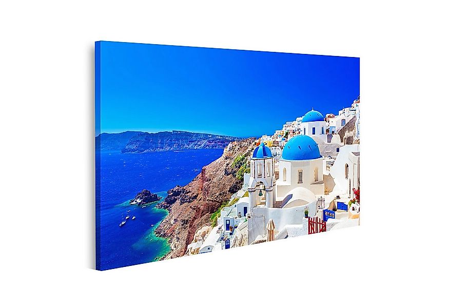 islandburner Leinwandbild Blaues Meer und Weiße Gebäude Santorini Griechenl günstig online kaufen