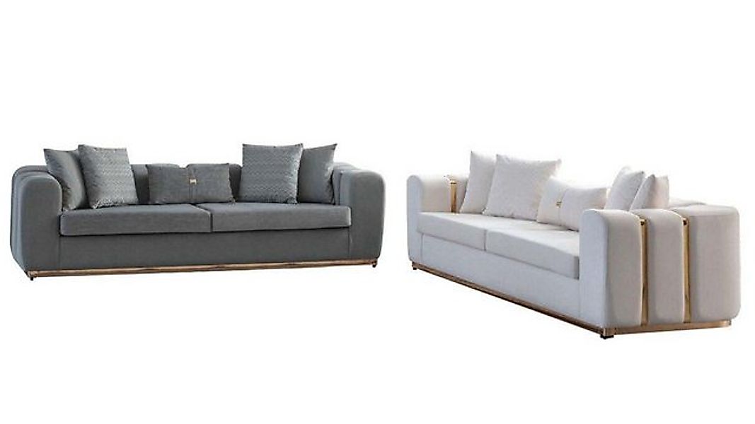 JVmoebel Sofa Weiß-Graue Polstersitzer Designer 4-Sitzer 2x Polstercouchen günstig online kaufen