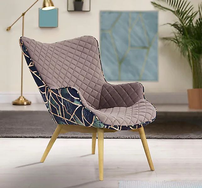 Home affaire Sessel »Duke Print« Karoprägung im Sitzbereich und Dekostoff a günstig online kaufen