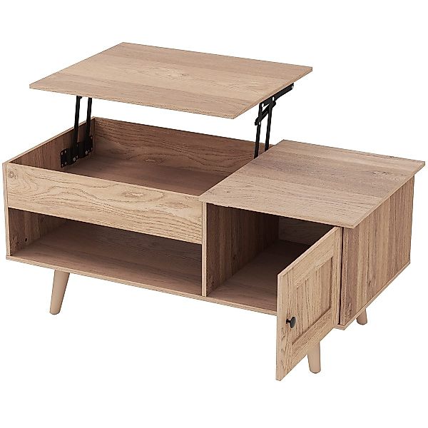 COSTWAY Couchtisch, Holz, höhenverstellbar, mit Stauraum günstig online kaufen