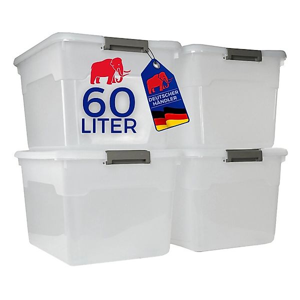 Proregal Aufbewahrungsbox Mit Deckel 60L 4er Set Extra Groß Rollen Transpar günstig online kaufen