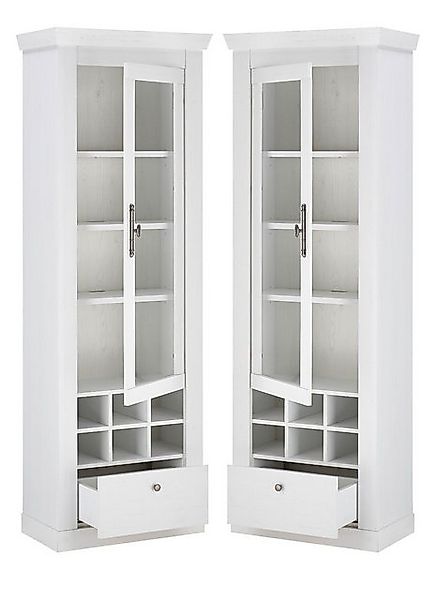 Furn.Design Stauraumvitrine Fiastra (Vitrinenschrank in Pinie weiß Dekor, 7 günstig online kaufen