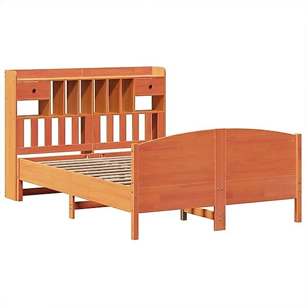 vidaXL Massivholzbett mit Regal ohne Matratze Wachsbraun 140x200 cm 3323145 günstig online kaufen