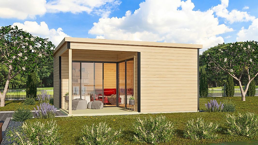LASITA MAJA Gartenhaus "DOMEO 6 LOGGIA NATUR/ANTHRAZIT" mit Überdachung, Fu günstig online kaufen