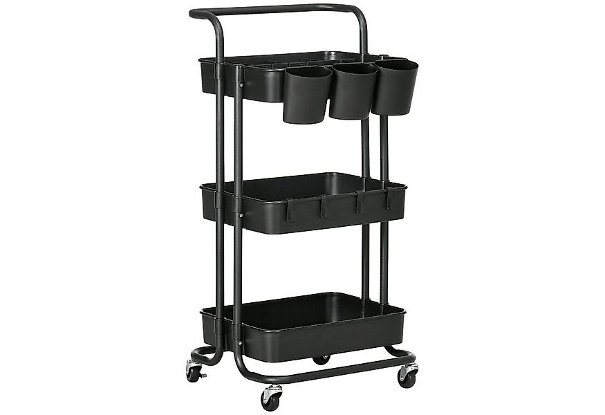 HOMCOM Servierwagen mit 3 Etagen, Ablagekörben, mit Haken, (Aufbewahrungswa günstig online kaufen