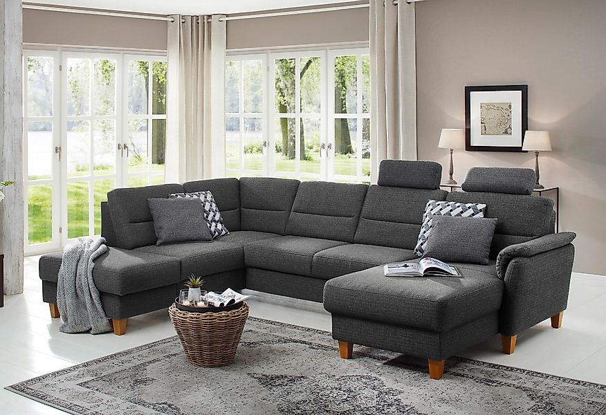 Home affaire Wohnlandschaft "Palmera U-Form, B: 308 cm" optional Bettfunkti günstig online kaufen