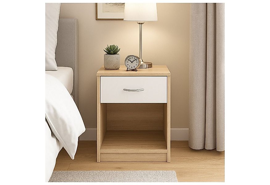 HTI-Living Nachtschrank Nachtschrank mit 1 Schublade Nina Sonoma Weiß (Stüc günstig online kaufen