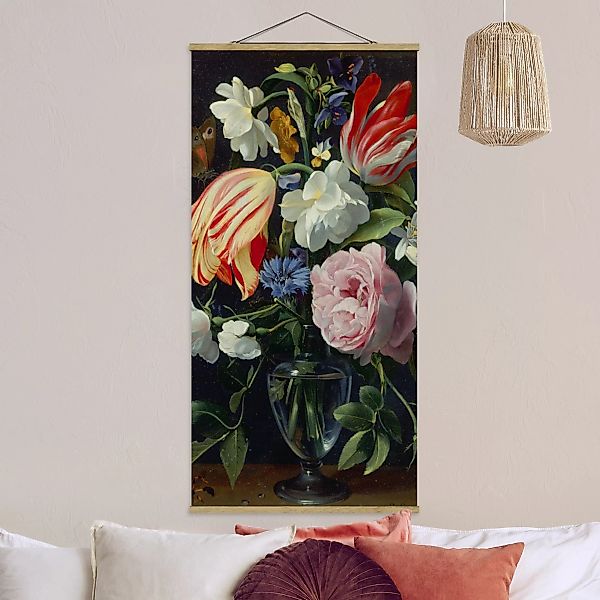 Stoffbild Blumen mit Posterleisten - Hochformat Daniel Seghers - Vase mit B günstig online kaufen