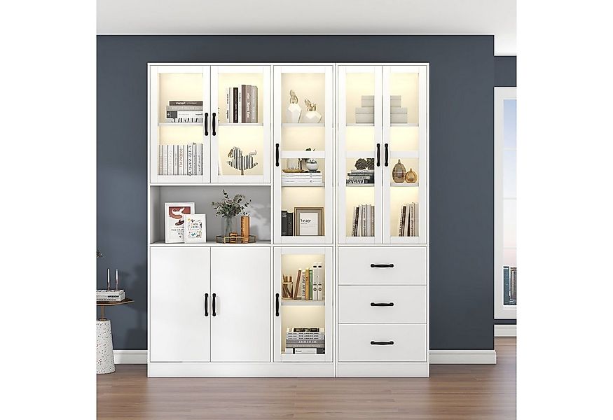 Merax Vitrine mit Acryltüren und Metallgriffe (1-St) Standvitrine mit Einle günstig online kaufen