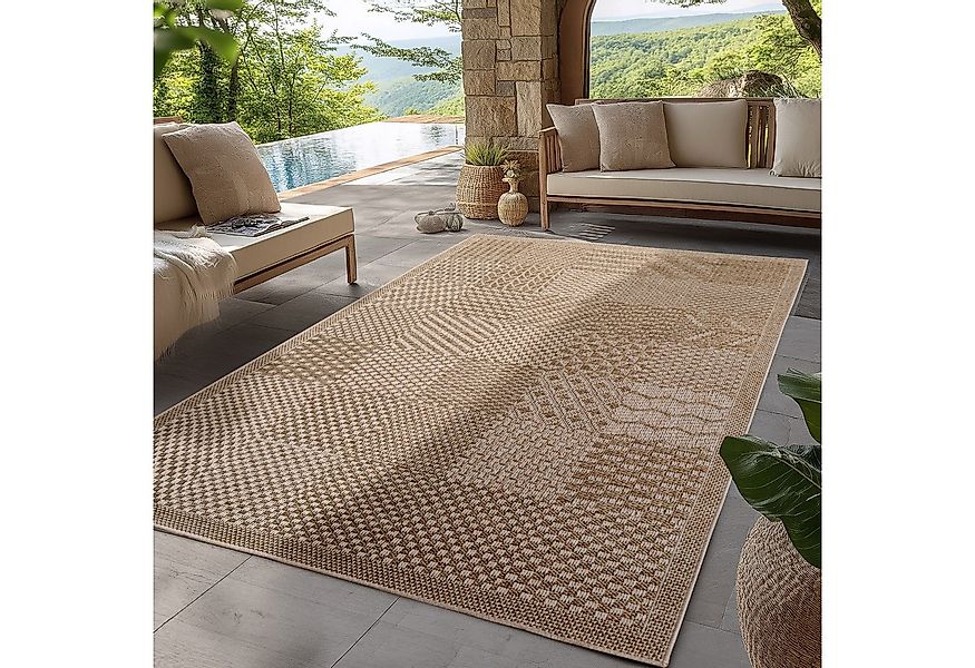 SIMPEX24 Outdoorteppich Boho Design, Rechteckig, Höhe: 5 mm, Outdoor Teppic günstig online kaufen