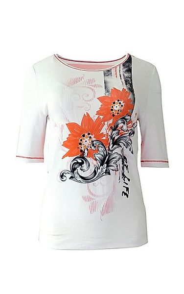 Passioni Print-Shirt T-Shirt mit Blumenprint und Nieten Details mit Streife günstig online kaufen