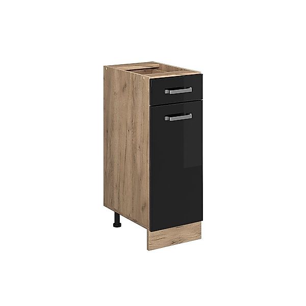 Vicco Unterschrank R-Line, Schwarz Hochglanz/Goldkraft Eiche, günstig online kaufen