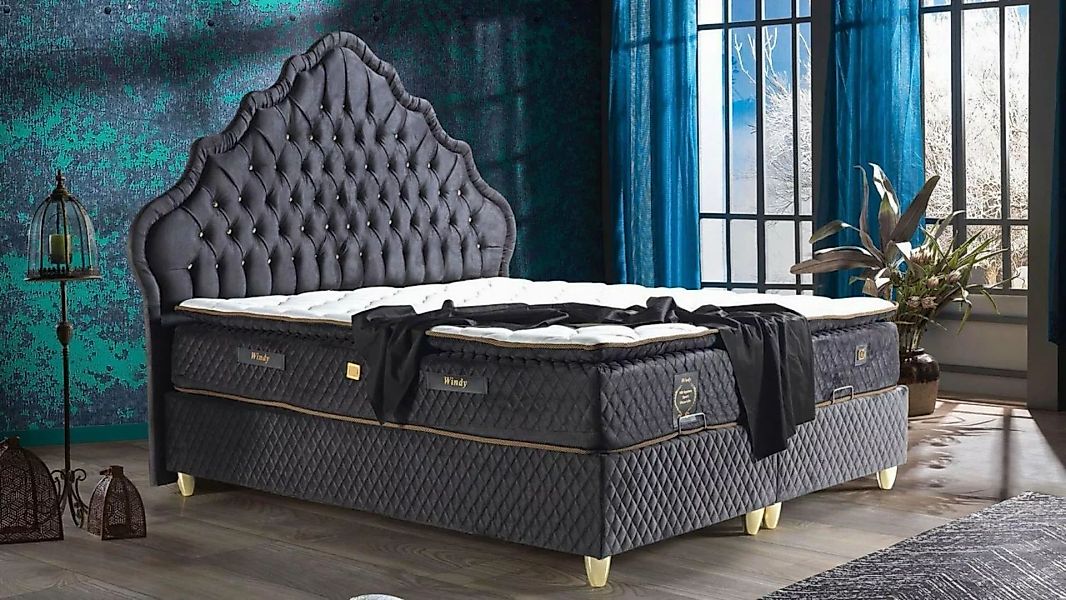 JVmoebel Bett Bett Design Betten Luxus Schwarz Polster Schlafzimmer Möbel ( günstig online kaufen