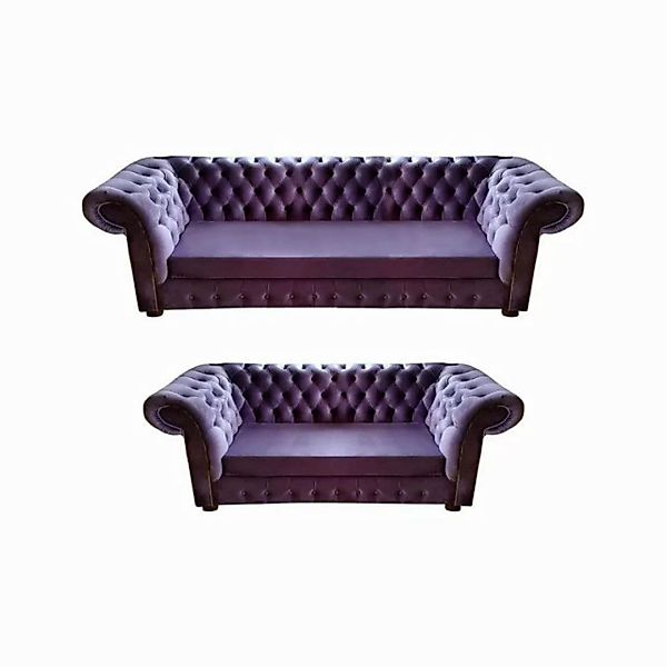 JVmoebel Chesterfield-Sofa Lila Set Wohnzimmer Polstermöbel Modern Komplett günstig online kaufen