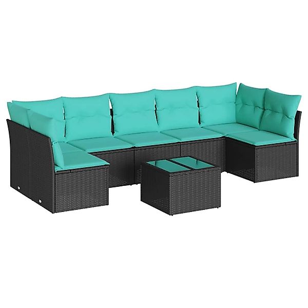 vidaXL 8-Tlg Garten-Sofagarnitur mit Kissen Schwarz Poly Rattan 3217437 günstig online kaufen