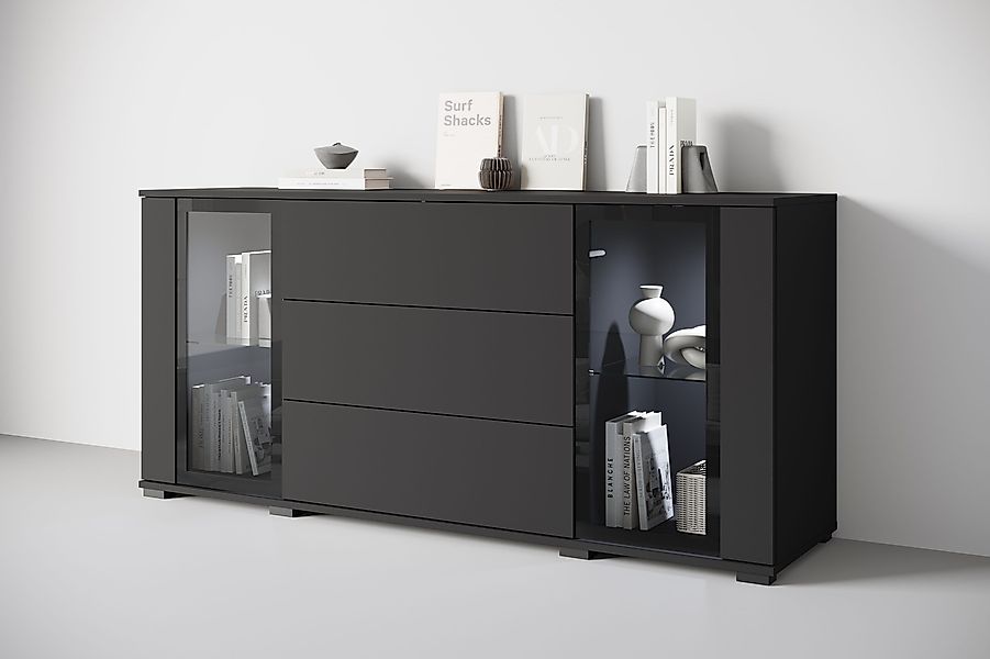 INOSIGN Sideboard "modernes Design mit Glaseinsätzen und 3 Schubladen, Brei günstig online kaufen