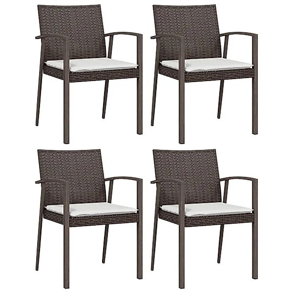 vidaXL Gartenstühle mit Kissen 4 Stk Braun 56,5x57x83 cm Poly Rattan 318707 günstig online kaufen