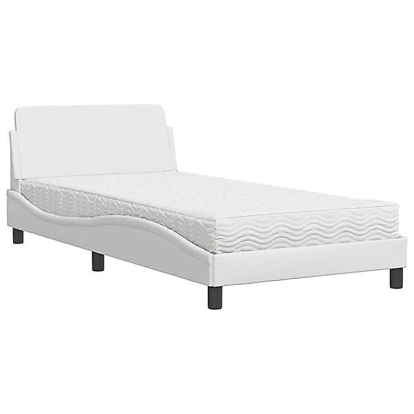 vidaXL Bett Bett mit Matratze Weiß 100x200 cm Kunstleder günstig online kaufen