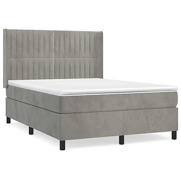 vidaXL Boxspringbett mit Matratze Hellgrau 140x200 cm Samt1466588 günstig online kaufen