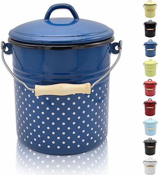 Krüger Mülleimer "Emaille-Eimer mit Deckel Serie Rio" schnitt- / kratzfeste günstig online kaufen