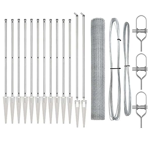 vidaXL Zaunpfosten Silber 25 x 1,2 m 13 mm Maschen Stahl 3353380 günstig online kaufen
