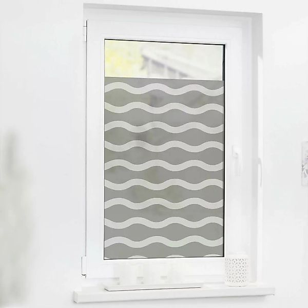 LICHTBLICK Fensterfolie Wellen grau weiß B/L: ca. 50x100 cm günstig online kaufen