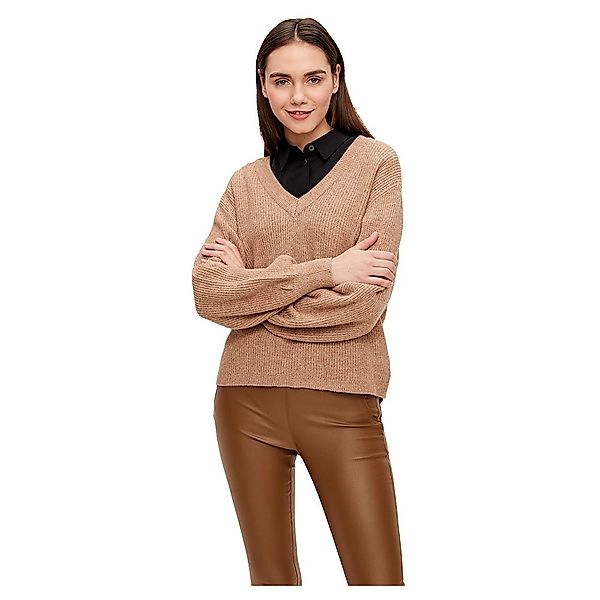Object Malena V-ausschnitt Pullover XS Chipmunk / Detail Melange günstig online kaufen