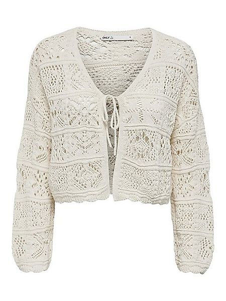 ONLY Cardigan Weiche Häkelstrickjacke mit Schnürung Langarm Cardigan 8550 i günstig online kaufen